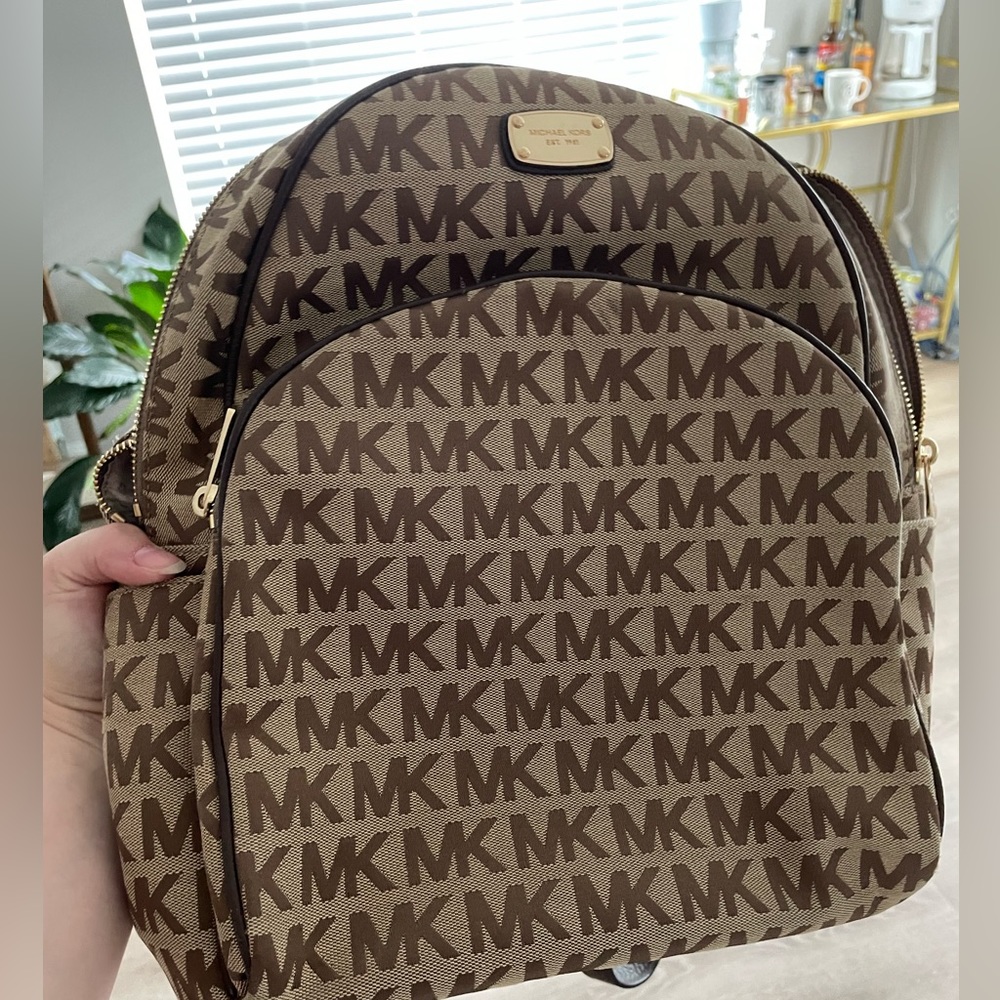 Tan and Brown Michael Kors Backpack